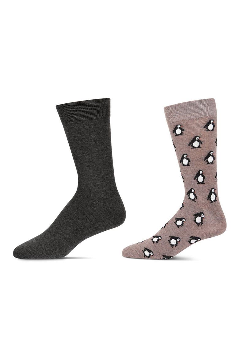 Assorted 2-Pack Crew Socks, Main, color, BLACK-BEIGE