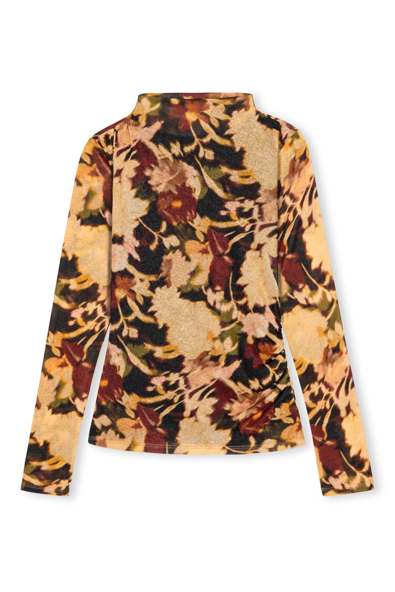 Joelle Floral Mesh Mock Neck Top, Alternate, color, DARK FLORA