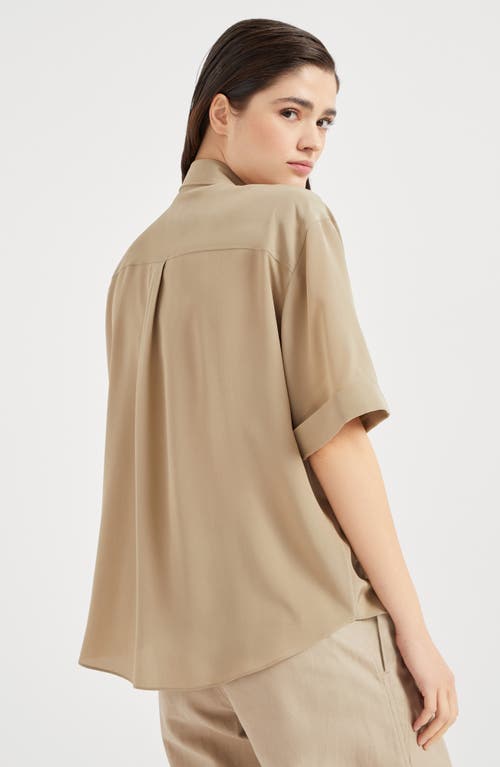 Brunello Cucinelli Crêpe De Chine Shirt In Beige