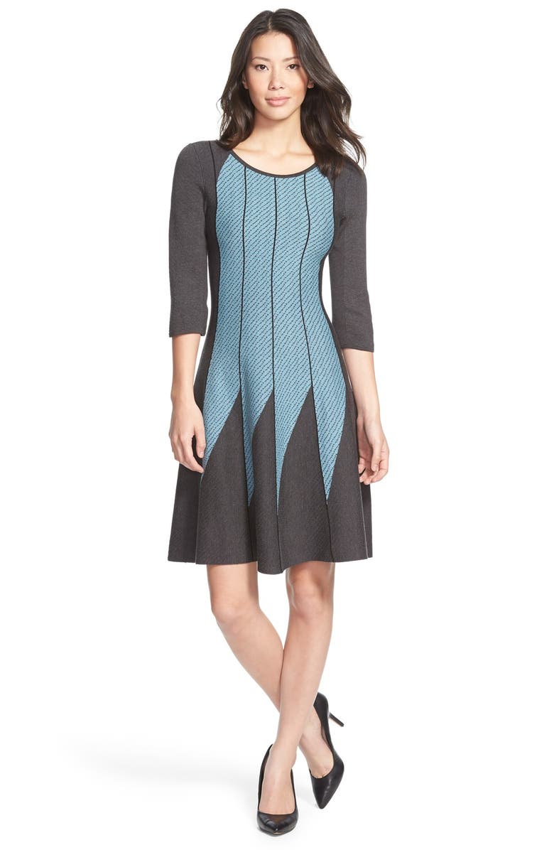 NIC+ZOE 'Waterfall Twirl' Knit Fit & Flare Dress, Main, color, 