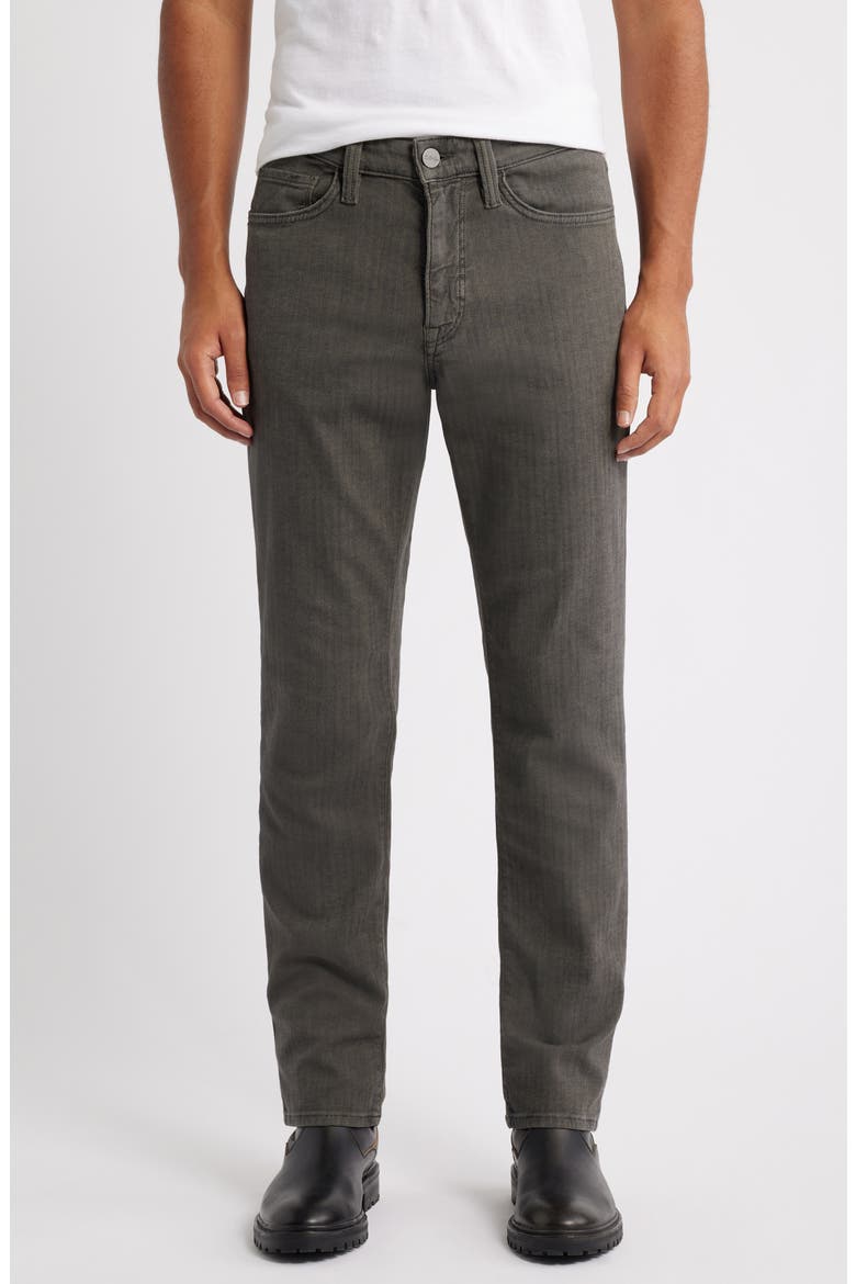 Charisma Herringbone Relaxed Straight Leg Pants, Main, color, DARK OLIVE HERRINGBONE