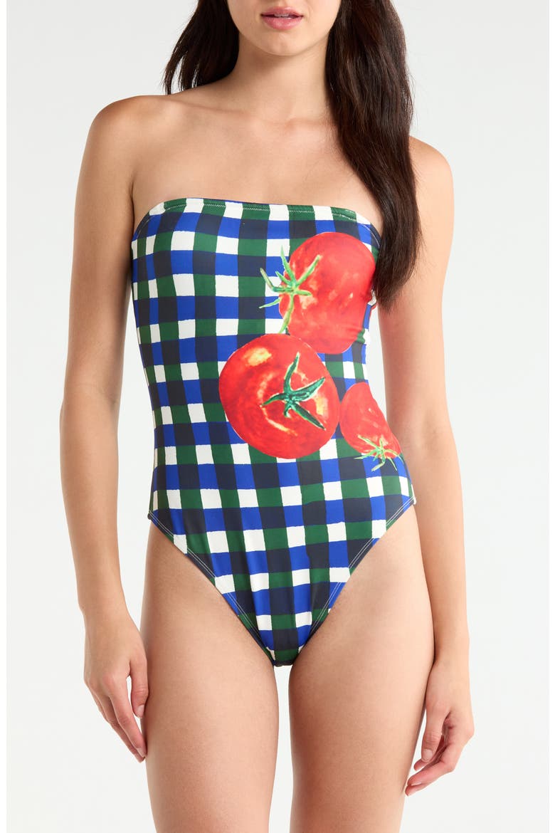 Tavy Gingham Convertible One-Piece Swimsuit, Main, color, BLUE/ GREEN