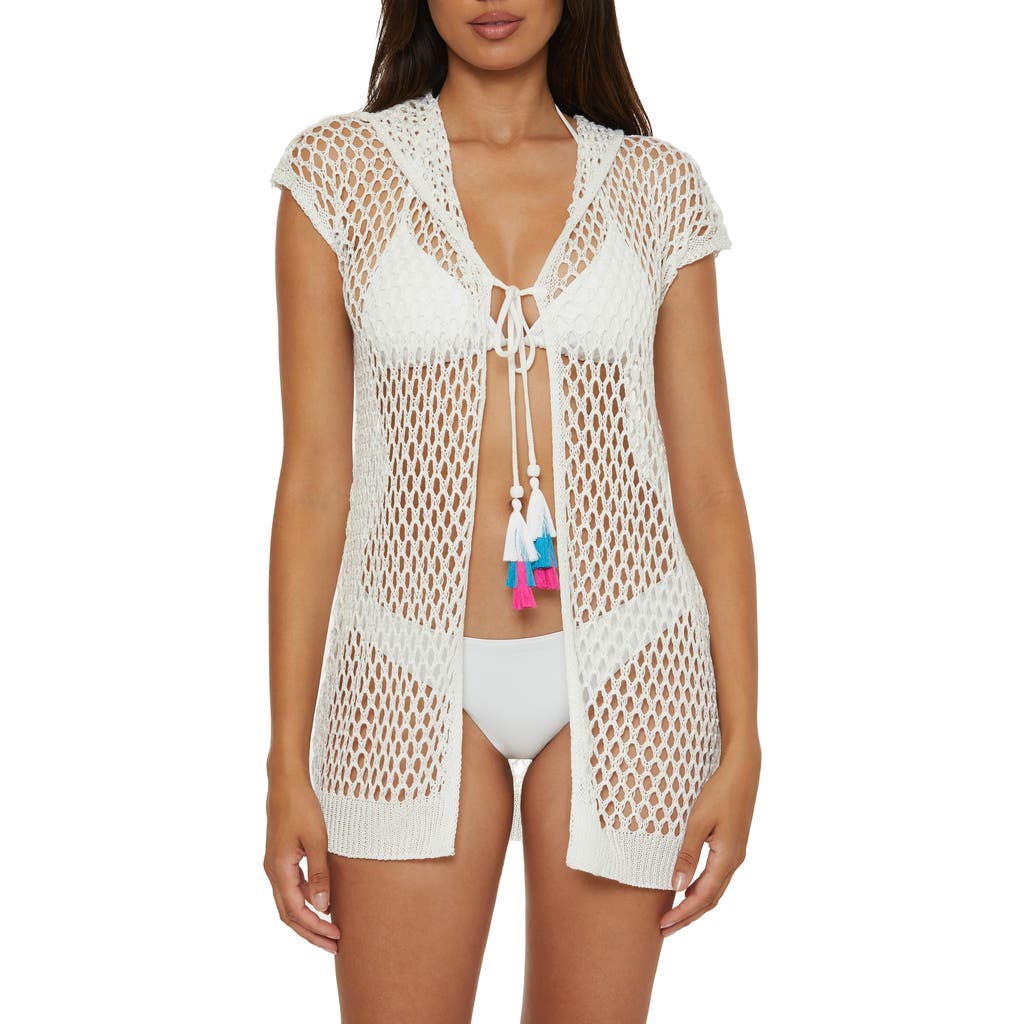 Lucky Brand Morro Hooded Fishnet Cover-up Tunic In White