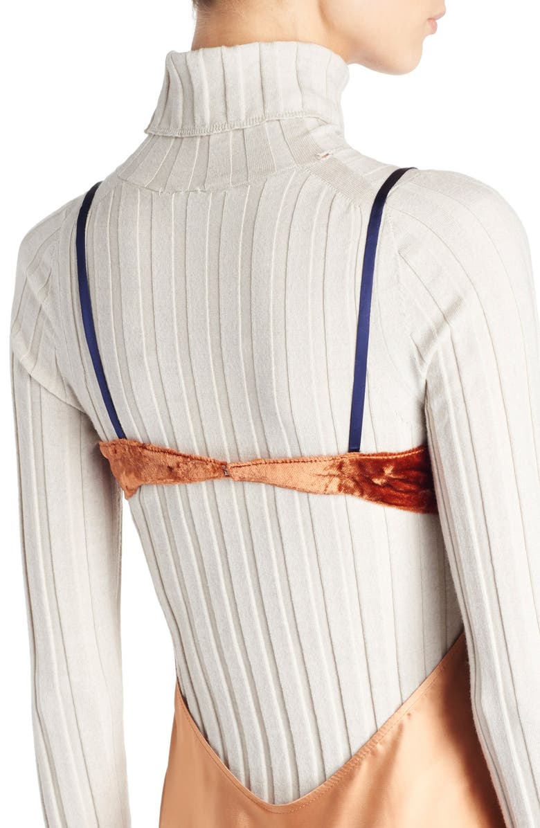 Acne Studios Elina Velvet & Satin Slipdress, Alternate, color, 