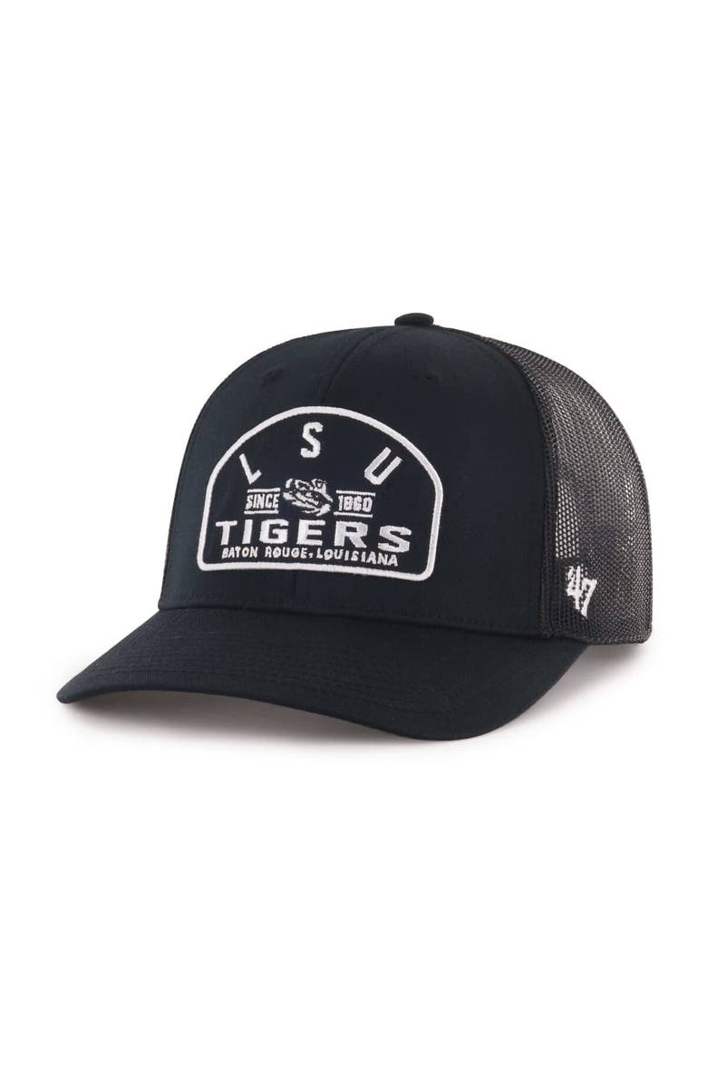 '47 Men's '47  Black LSU Tigers Leland Trucker Adjustable Hat, Main, color, Black