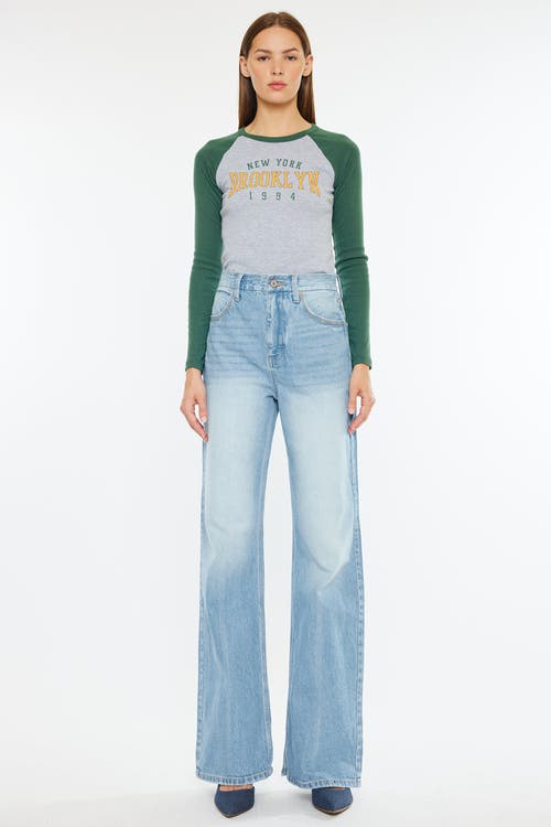Kancan Janna High Rise 90's Flare Jeans In Light Wash