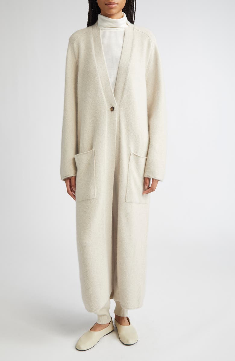 LOULOU DE SAISON Smet Mercerized Wool & Yak Hair Blend Maxi Cardigan, Alternate, color, Stone Melange