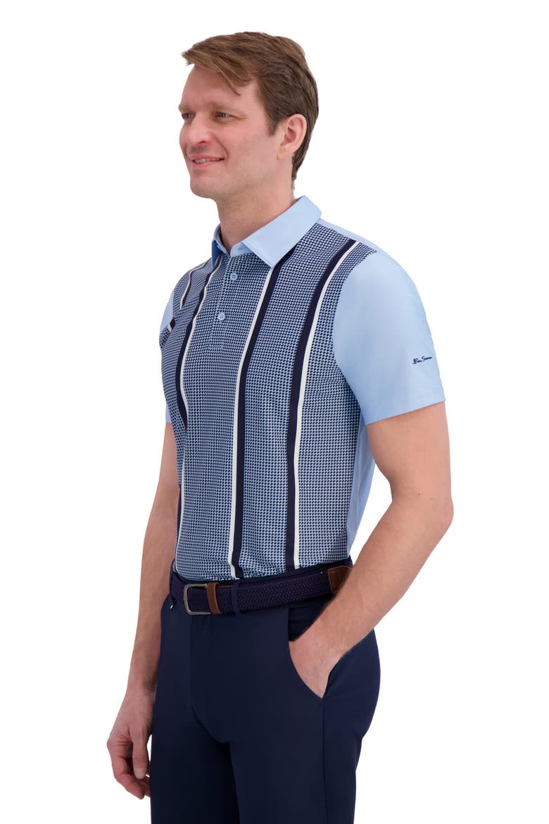 Geo Vertical Tech Jersey Golf Polo, Alternate, color, LIGHT BLUE