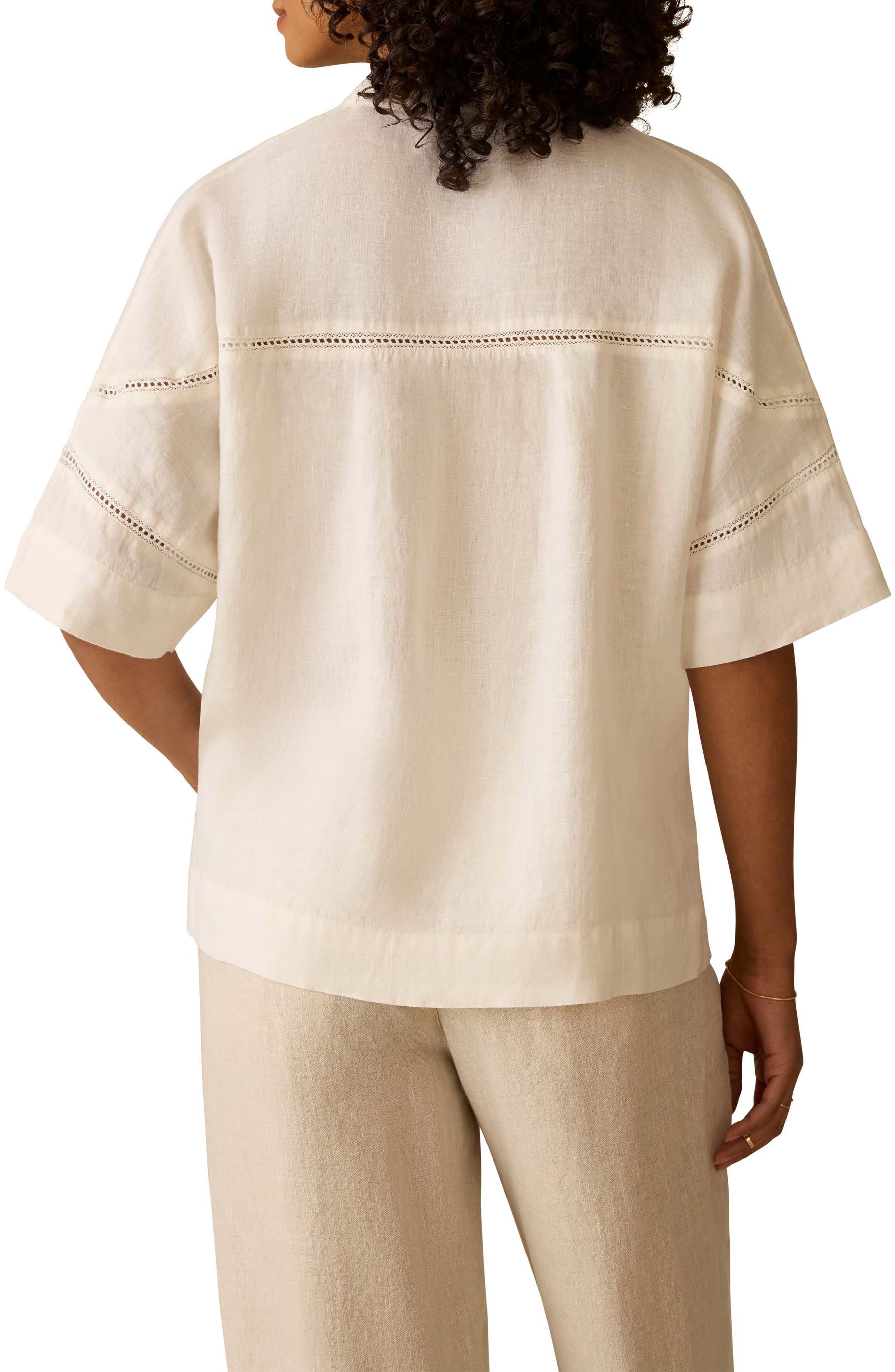 Luna Lattice Inset Linen Shirt - image 2