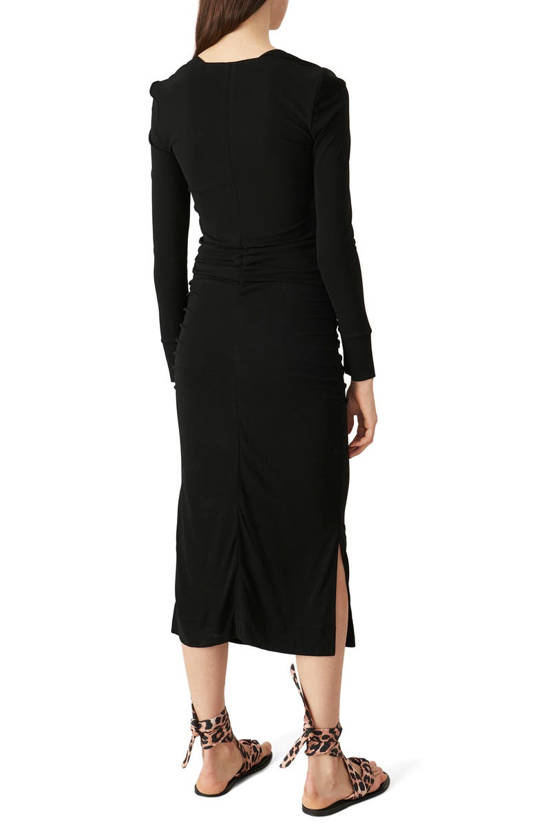 Ganni Ruched Long Sleeve Midi Dress, Alternate, color,