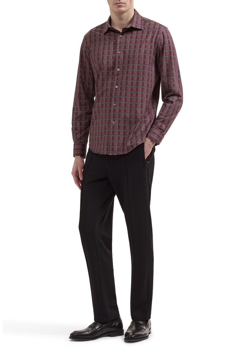 James OoohCotton Plaid Performance Shirt, Alternate, color, BURGUNDY