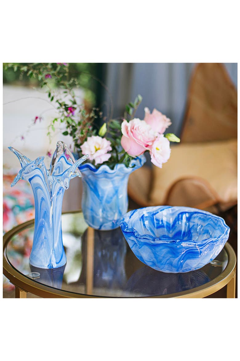 Onda Glass Cobalt Twisted Flower Vase, Alternate, color, BLUE