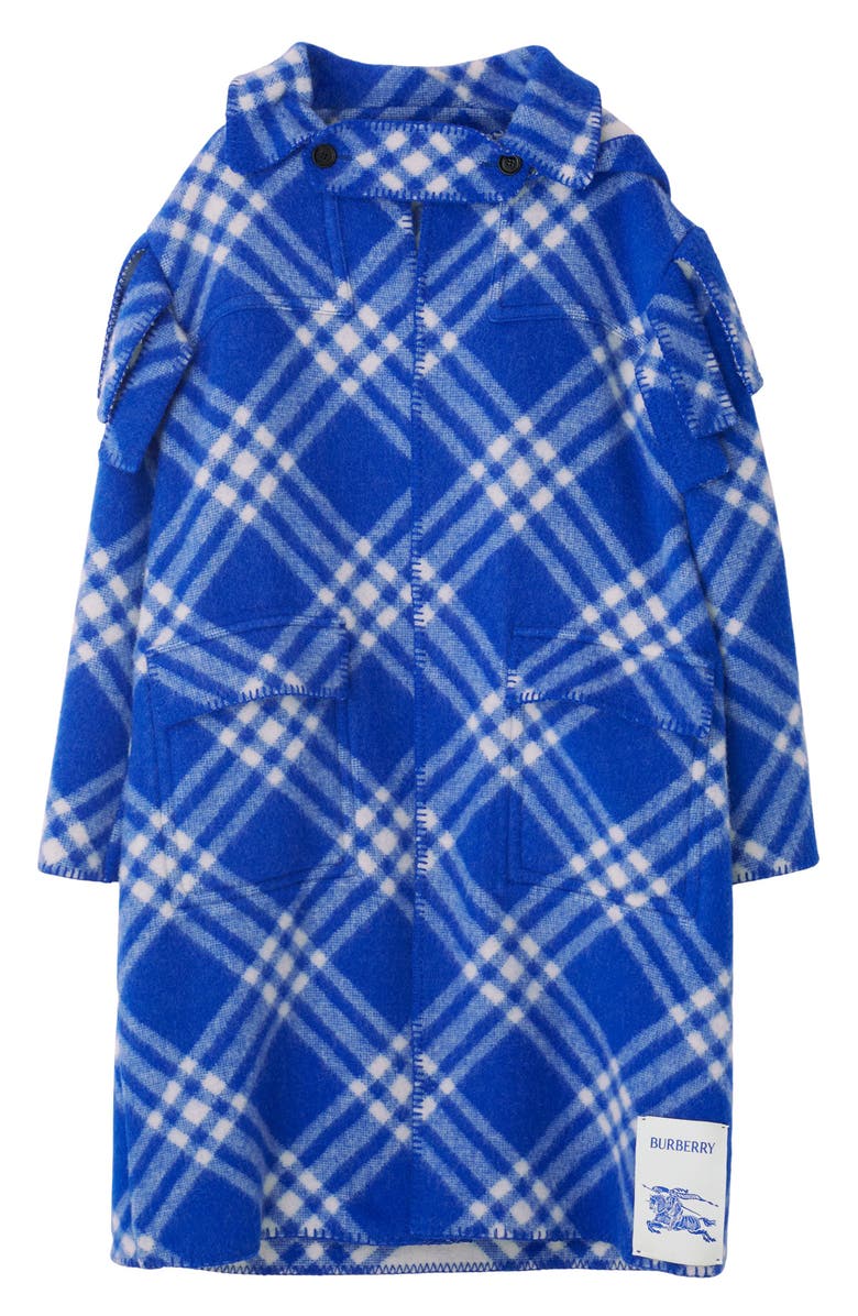 Burberry Bias Check Wool Duffle Cape, Alternate, color, 