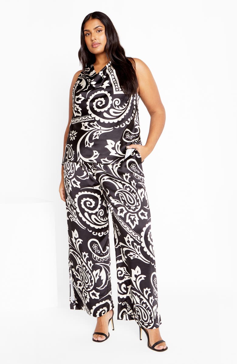 City Chic Jazlyn Cowl Neck Satin Top, Alternate, color, Paisley