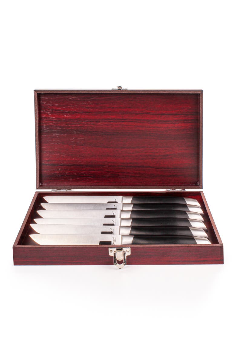 Gemini 6-Piece Stainless Steel Steak Knife Set, Main, color, SILVER