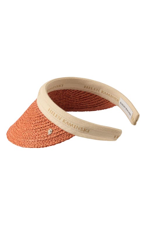 Helen Kaminski Bianca Raffia Visor In Sunset Natural Logo