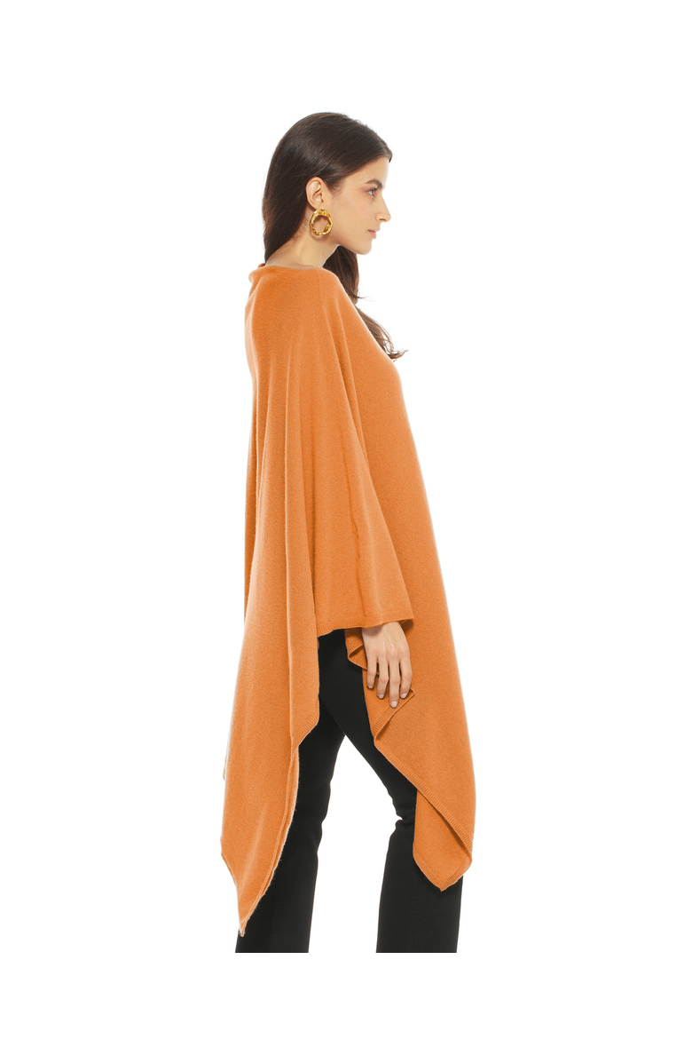 Pure Cashmere Long Poncho, Alternate, color, Saffron