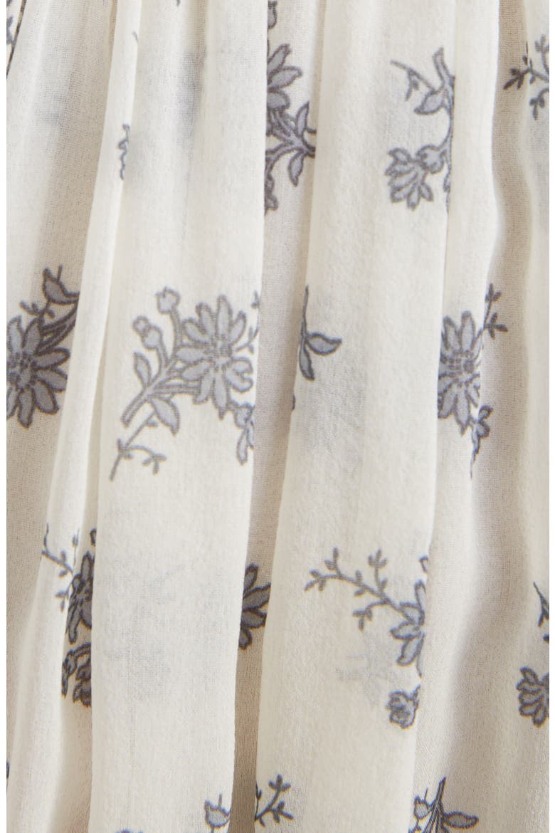 Gathered Floral Silk Georgette Minidress, Alternate, color, WHITE - GREY 1