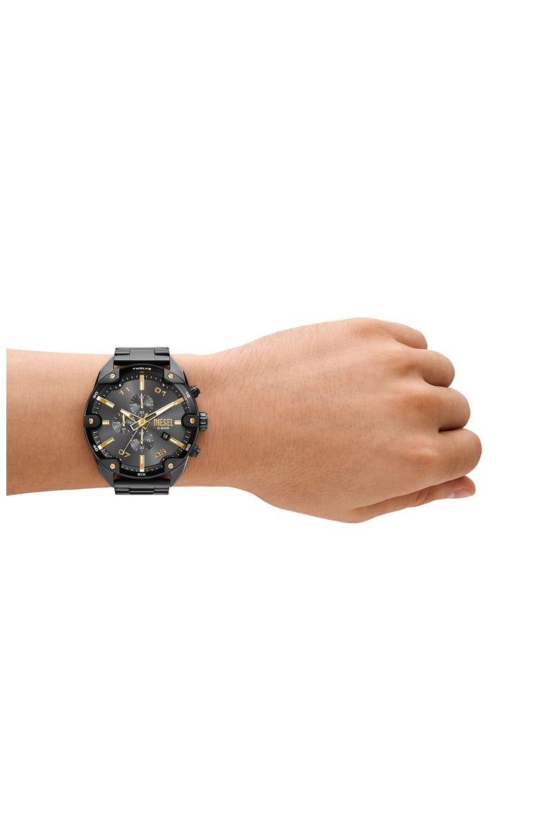 Spiked Gunmetal Chronograph Bracelet Watch, 49mm, Alternate, color, GUNMETAL
