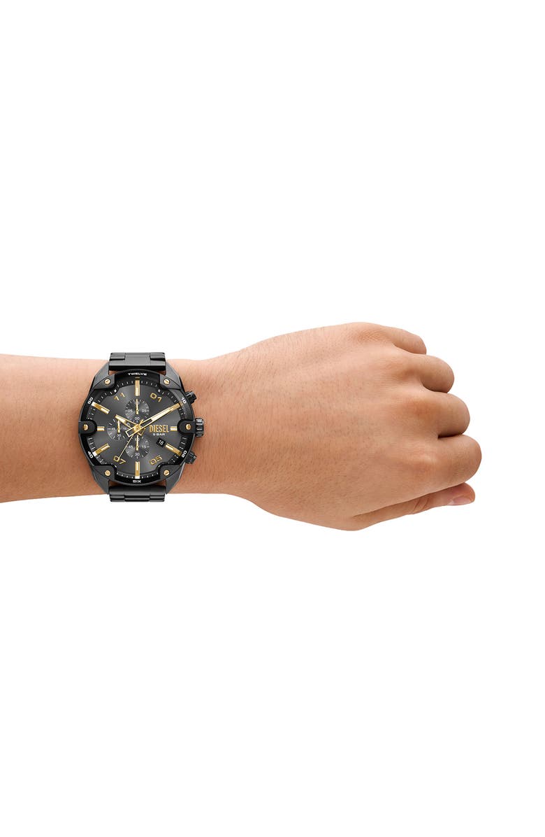 DIESEL<sup>®</sup> Spiked Gunmetal Chronograph Bracelet Watch, 49mm, Alternate, color, 
