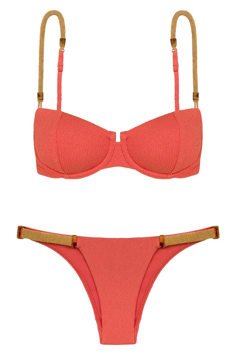 Firenze April Crinkle Bikini Bottoms, Alternate, color, PINK