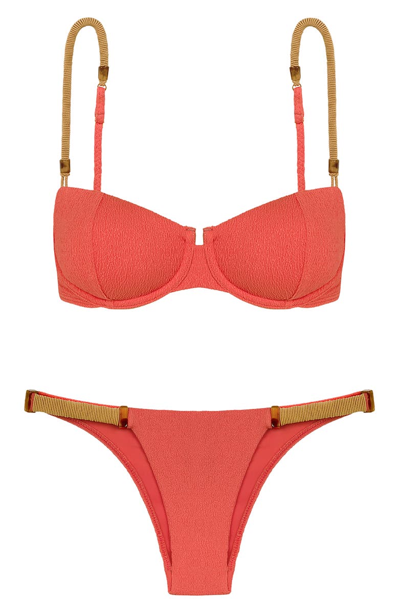 ViX Paula Hermanny Firenze April Crinkle Bikini Bottoms, Alternate, color, Pink