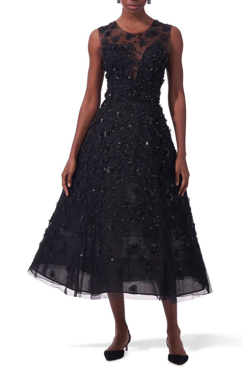 Carolina Herrera Embellished Tulle Fit & Flare Cocktail Dress, Main, color,