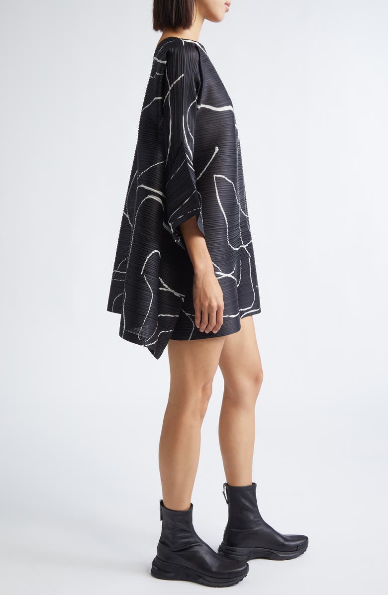 Pleats Please Issey Miyake Pause Print Pleated Dress, Alternate, color, Black