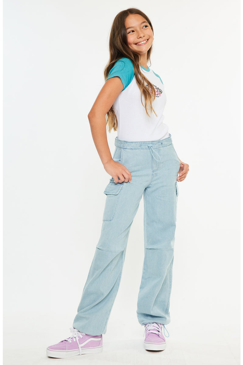 Inez High Rise Relaxed Cargo Pants, Alternate, color, Light Wash