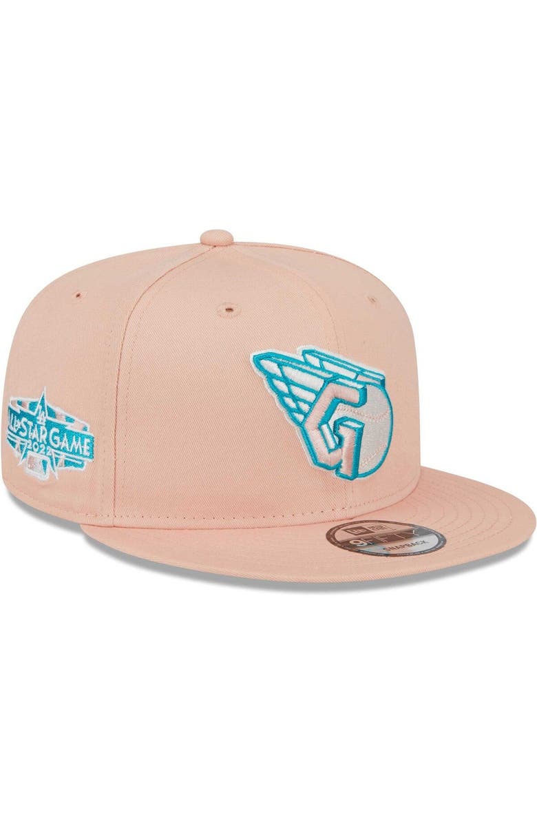 New Era Men's New Era Pink Cleveland Guardians  Sky Aqua Undervisor 9FIFTY Snapback Hat, Main, color, 