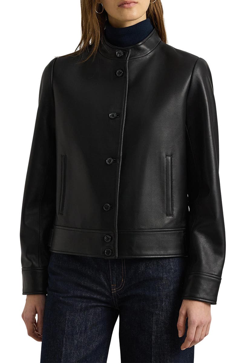 Lauren Ralph Lauren Scuba Leather Jacket, Main, color,