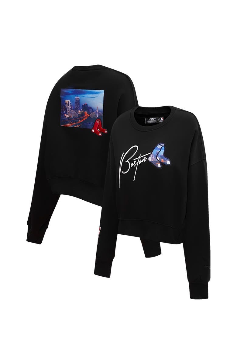 PRO STANDARD Women's Pro Standard Black Boston Red Sox City Scape Pullover Sweatshirt, Main, color, 