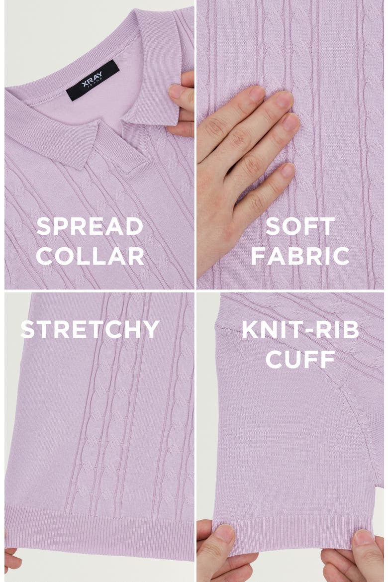 Kids' Cable Knit Polo Sweater, Alternate, color, LAVENDER