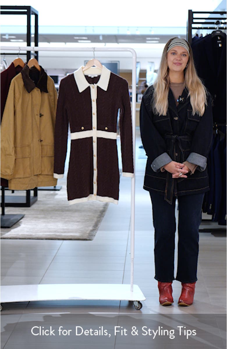 Long Sleeve Cable Stitch Sweater Dress, sales video thumbnail