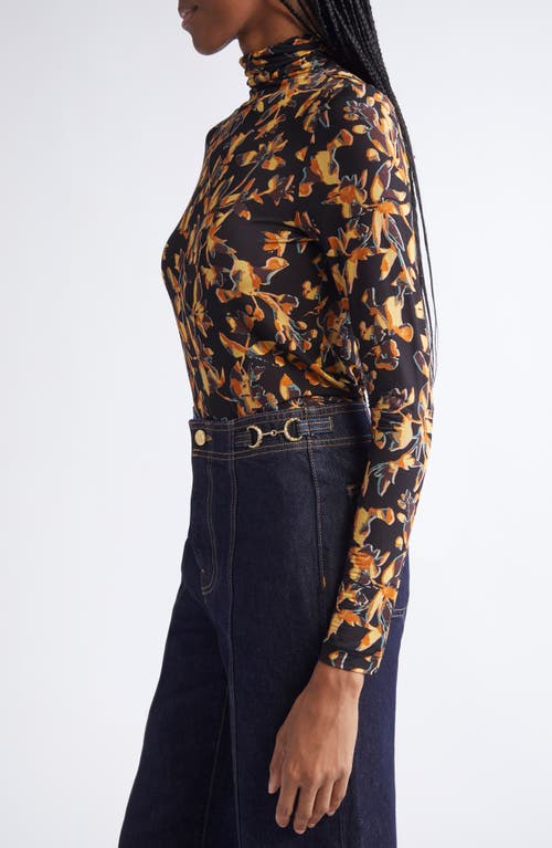 Ulla Johnson Aurelia Jersey Long Sleeve Turtleneck Top Solaris In Multi
