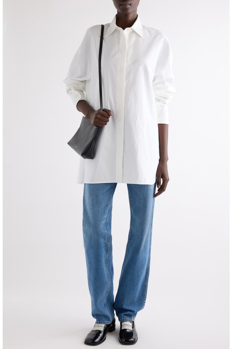Cocoon Cotton Poplin Button-Up Shirt, Alternate, color, WHITE