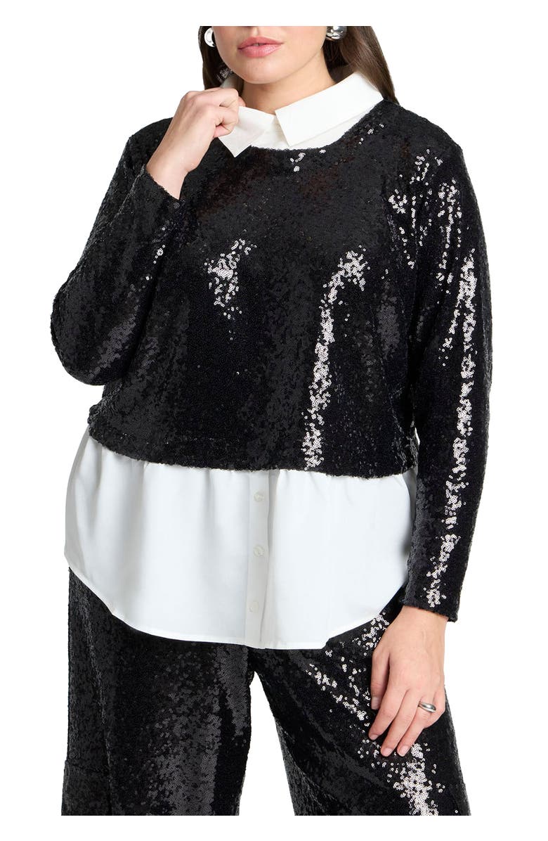 ELOQUII Collared Sequin Twofer, Main, color, 