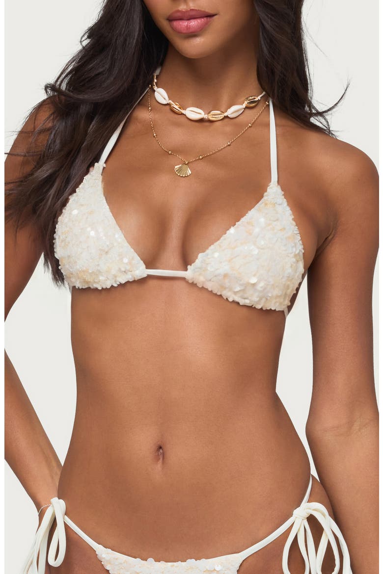 Grace Sequin Bikini Top, Main, color, WHITE