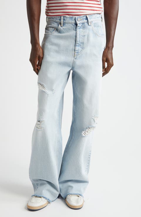Journey Morgan Distressed Raw Hem Wide Leg Jeans (Cloud Blue)