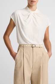 Vince Twist Neck Cap Sleeve Top