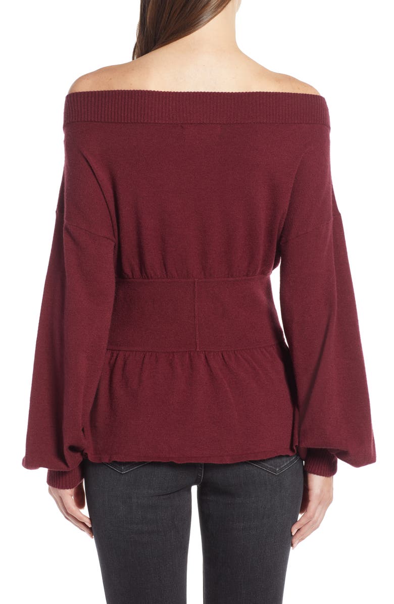 Something Navy Waist Detail Off the Shoulder Sweater, Alternate, color, 