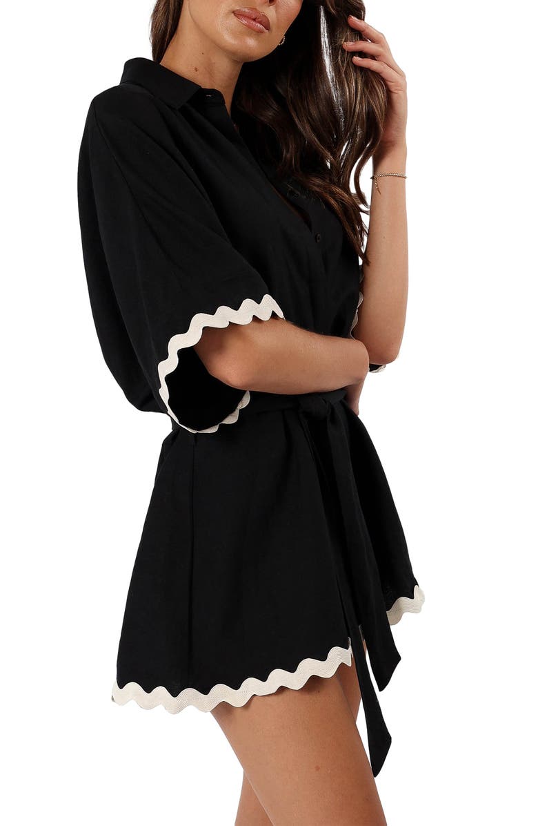 Petal & Pup Isabella Cotton & Linen Button-Up Romper, Alternate, color, 