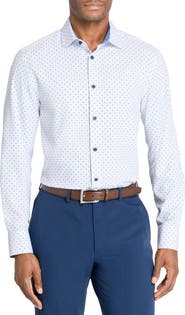 CONSTRUCT Micro Geometric Print Stretch Button-Up Shirt