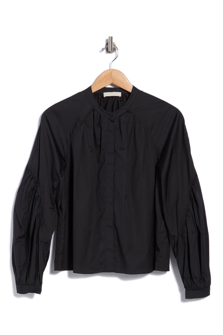 Rowena Long Sleeve Cotton Shirt, Main, color, NOIR