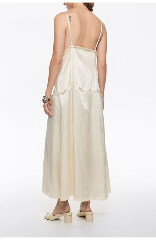 Bimba Y Lola Mixed Fabrics Straight Cut Midi Dress In White