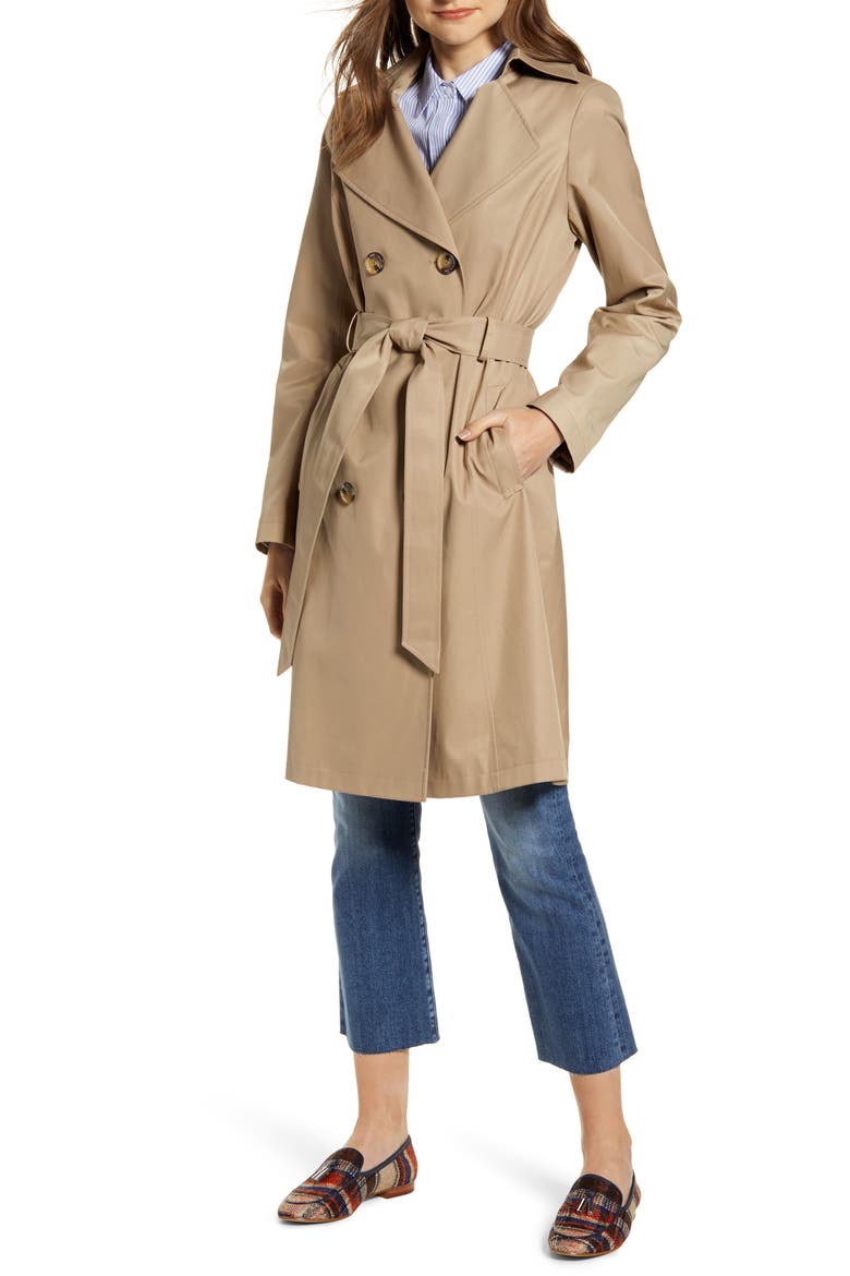 Double Breasted Trench Coat, Main, color, BEIGE