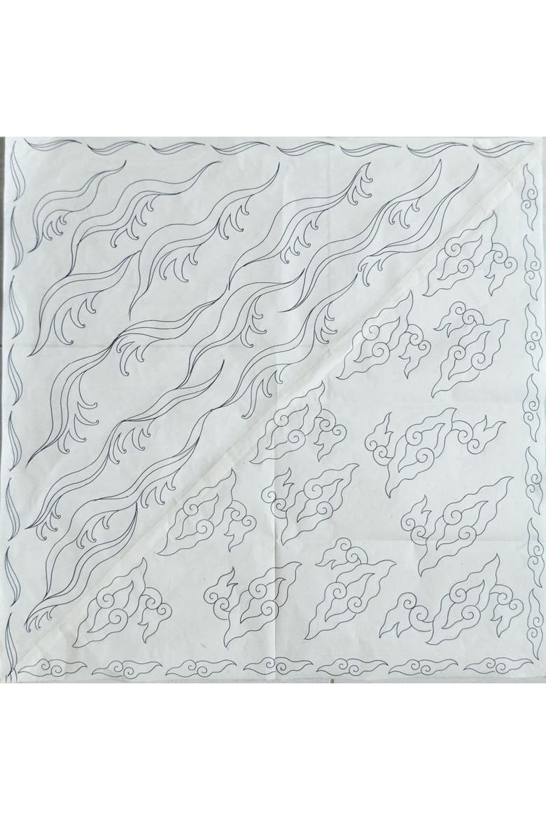 Fully Hand Drawn Batik Tulis Bandana, Alternate, color, Blue, White, Light Blue