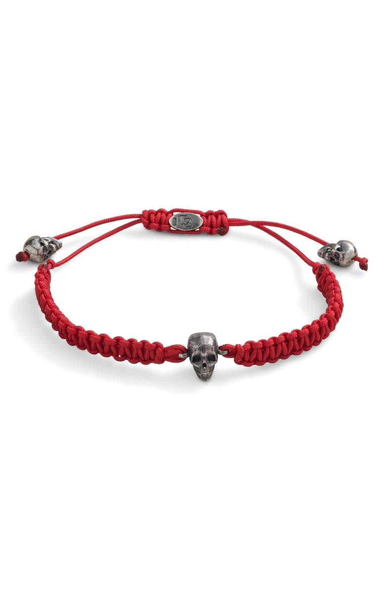 Degs & Sal Black Skull Bead Woven Bracelet, Main, color, Red