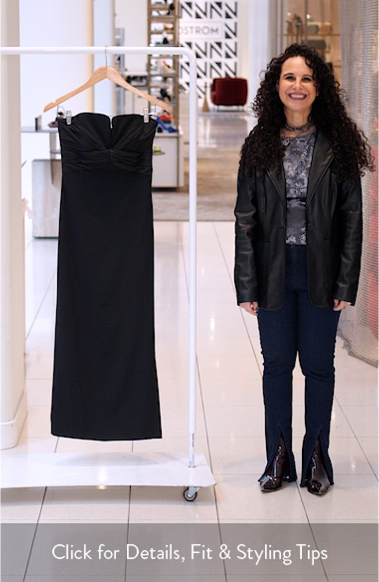 Marguerite Strapless Cotton Blend Crepe Midi Dress, sales video thumbnail