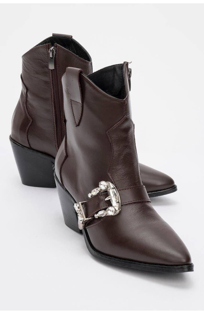 Forever & Always Shoes Any Leather Buckle Boot, Main, color, Brown Leather